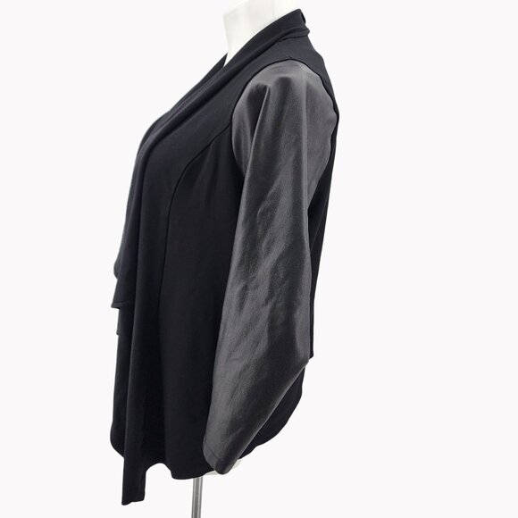 Torrid 3 Womens 22/24 Open Front Waterfall Cardigan With Faux Leather Sleeves - Picture 2 of 6